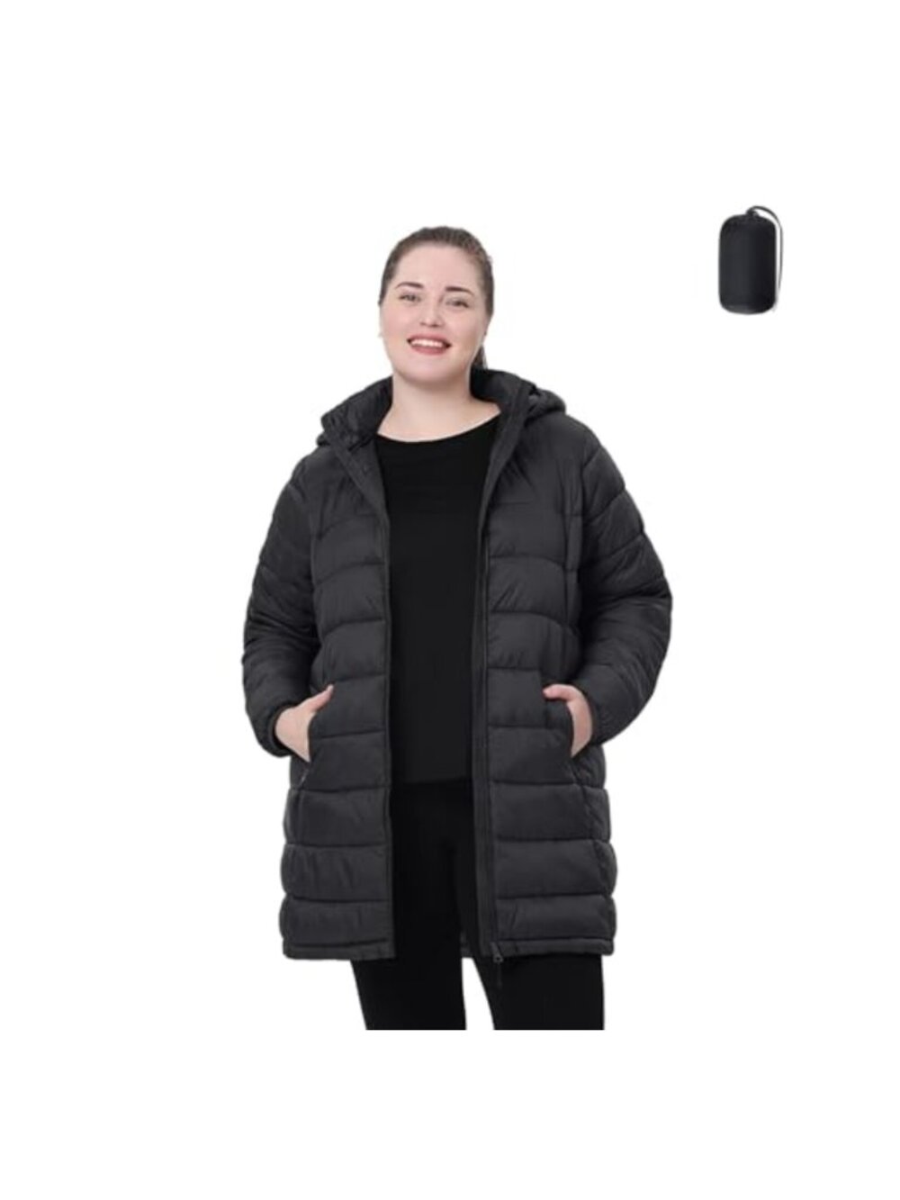 Plus Size Packable Puffer Jacket 1X-6X Water-Resistant Lightweight Coat